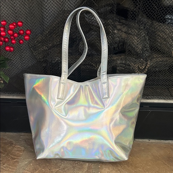 Handbags - Holographic Silver Tote Bag